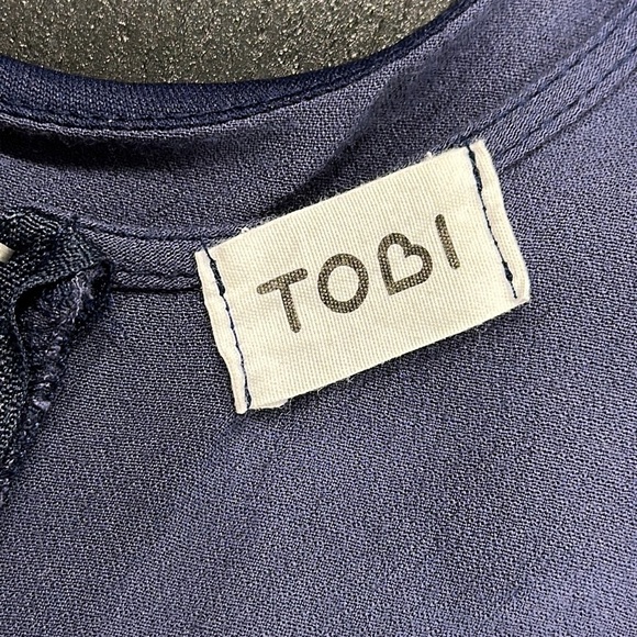 Tobi Blue Mini Dress with Crochet Flower Waist Insert - S - Picture 7 of 10